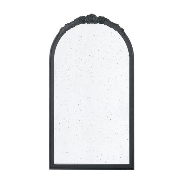 Homeroots - 42" Black Crowned Top Antiqued Glass Arch Framed Accent Mirror - Image 2
