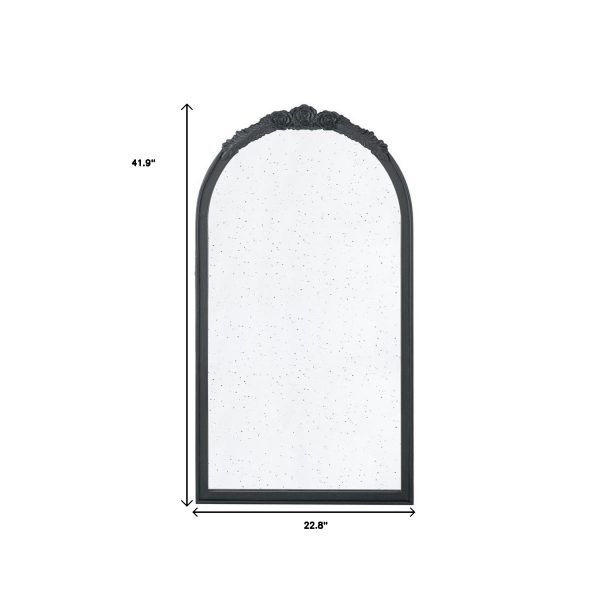 Homeroots - 42" Black Crowned Top Antiqued Glass Arch Framed Accent Mirror - Image 7