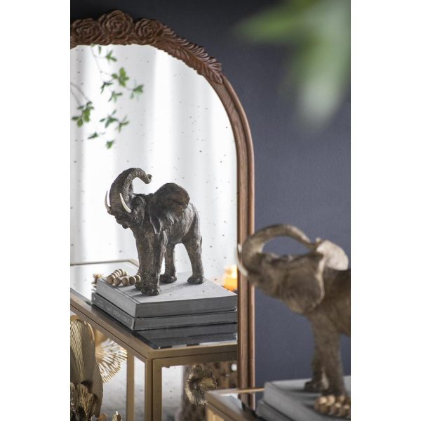 Homeroots - 42" Brown Crowned Top Antiqued Glass Arch Framed Accent Mirror - Image 5