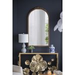 Homeroots - 42" Brown Crowned Top Antiqued Glass Arch Framed Accent Mirror - Image 6