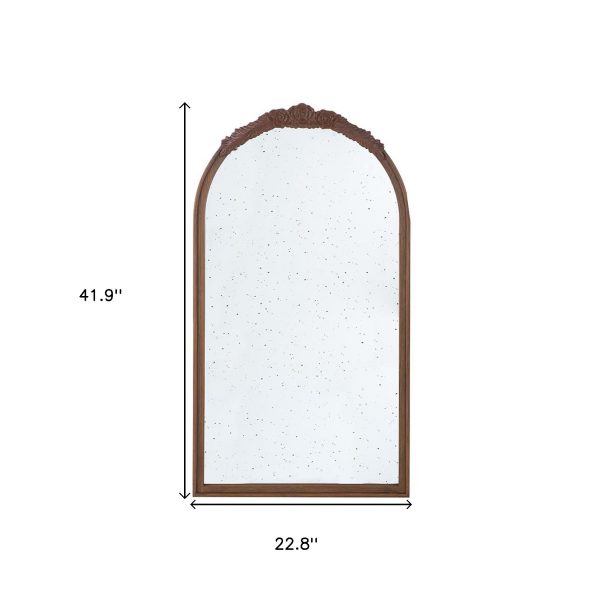 Homeroots - 42" Brown Crowned Top Antiqued Glass Arch Framed Accent Mirror - Image 8