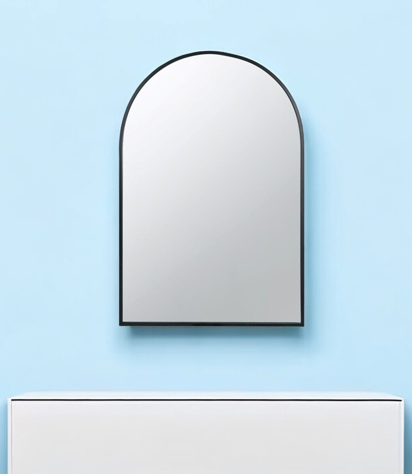 485100_8_jTkYlo1X Homeroots - 36" Black Arch Metal Framed Accent Mirror - Image 1