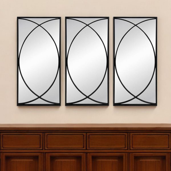 Homeroots - Set of Three Black Iron Framed Accent Mirror - Image 1
