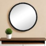 Homeroots - 32" Black Round Iron Framed Accent Mirror