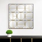 Homeroots - 36" Black and Gold Square Iron Framed Accent Mirror