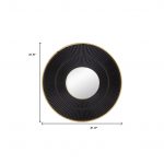 Homeroots - 32" Black And Gold Round Wood And Metal Framed Accent Mirror - Image 6