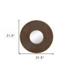 Homeroots - 32" Brown And Gold Round Wood And Metal Framed Accent Mirror - Image 8