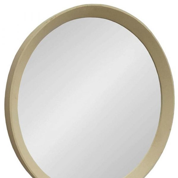 Homeroots - 20" Cream Round Wood Framed Accent Mirror - Image 6