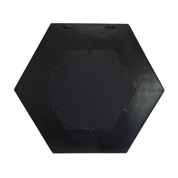 Homeroots - 19" Black Hexagon Wood Framed Accent Mirror - Image 4