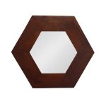 Homeroots - 19" Dark Brown Hexagon Solid Wood Framed Accent Mirror - Image 2