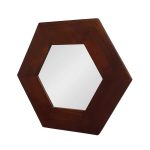Homeroots - 19" Dark Brown Hexagon Solid Wood Framed Accent Mirror - Image 3