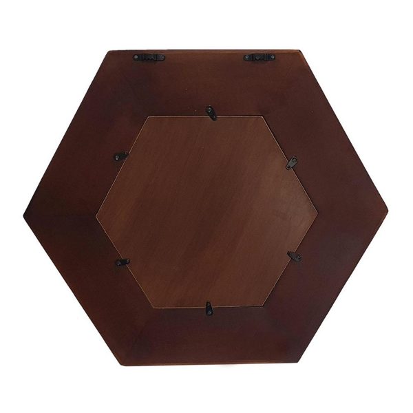 Homeroots - 19" Dark Brown Hexagon Solid Wood Framed Accent Mirror - Image 4