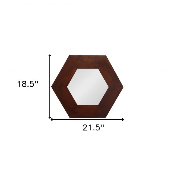 Homeroots - 19" Dark Brown Hexagon Solid Wood Framed Accent Mirror - Image 7