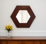 Homeroots - 19" Dark Brown Hexagon Solid Wood Framed Accent Mirror