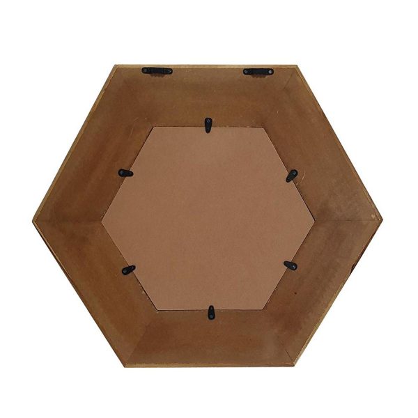 Homeroots - 19" Natural Hexagon Solid Wood Framed Accent Mirror - Image 4