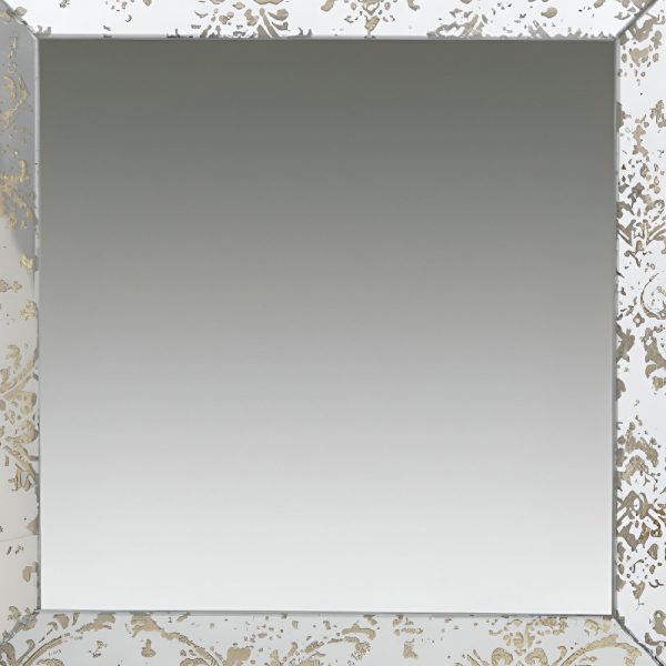 Homeroots - 15" Brown Square Framed Antiqued Damask Accent Mirror - Image 3
