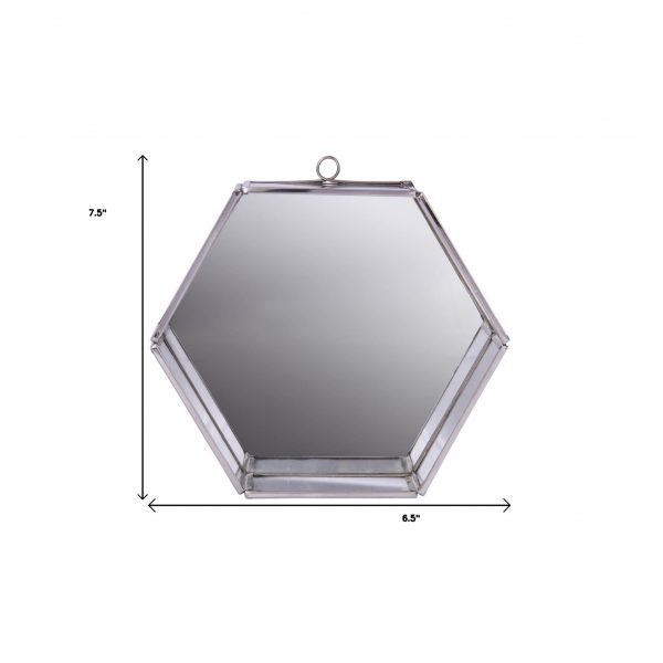 Homeroots - 8" Silver Hexagon Steel Framed Accent Mirror - Image 5