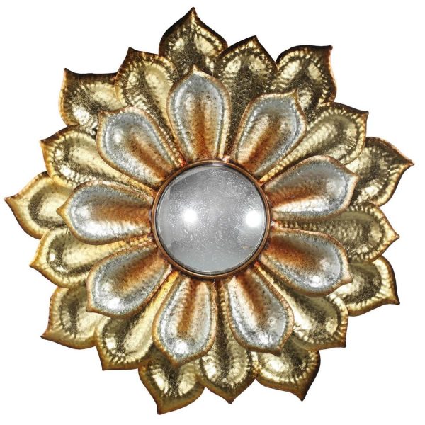 Homeroots - 36" Gold Metal Flower Framed Accent Mirror - Image 1