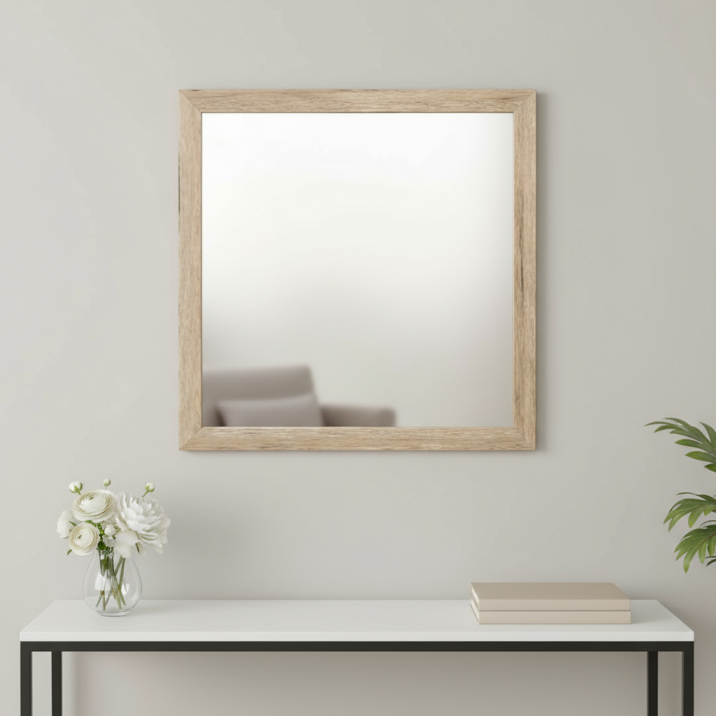 485904_7_c6lCtgJD Homeroots - 40" Natural Square Wood Framed Accent Mirror - Image 1