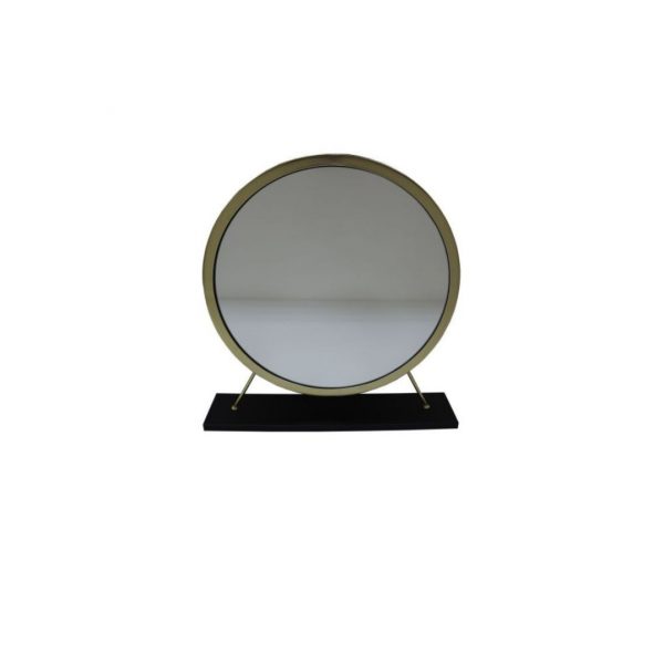 Homeroots - 19" Brass Round Metal Framed Freestanding Mirror - Image 3