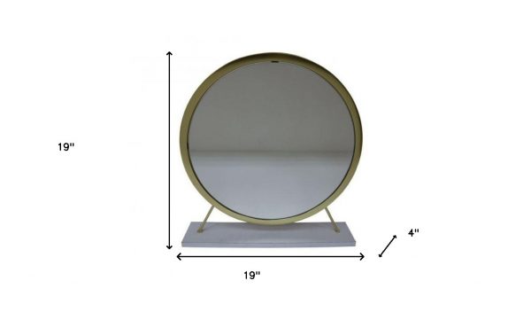 Homeroots - 19" Brass Round Metal Framed Freestanding Mirror - Image 6