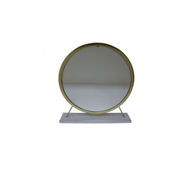 Homeroots - 19" Brass Round Metal Framed Freestanding Mirror - Image 4