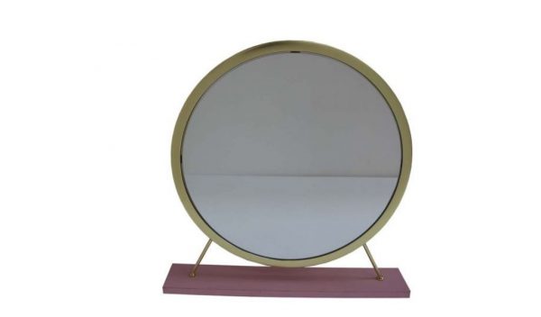Homeroots - 19" Brass Round Metal Framed Freestanding Mirror - Image 2