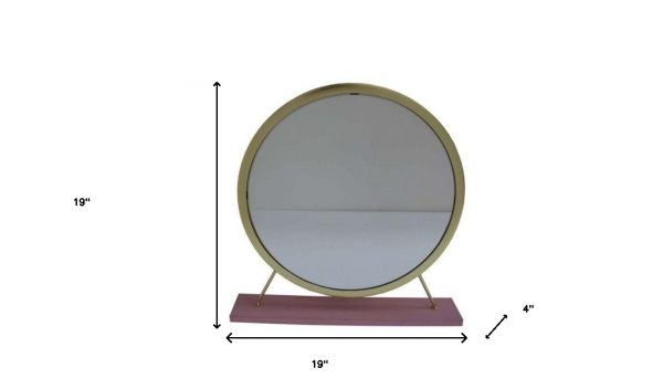 Homeroots - 19" Brass Round Metal Framed Freestanding Mirror - Image 6