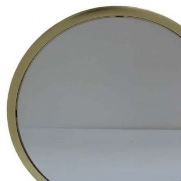 Homeroots - 19" Brass Round Metal Framed Freestanding Mirror - Image 4