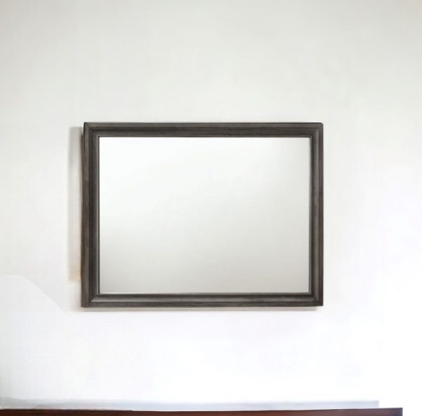 Homeroots - 36" Gray Wood Framed Mounted Dresser Mirror - Image 1