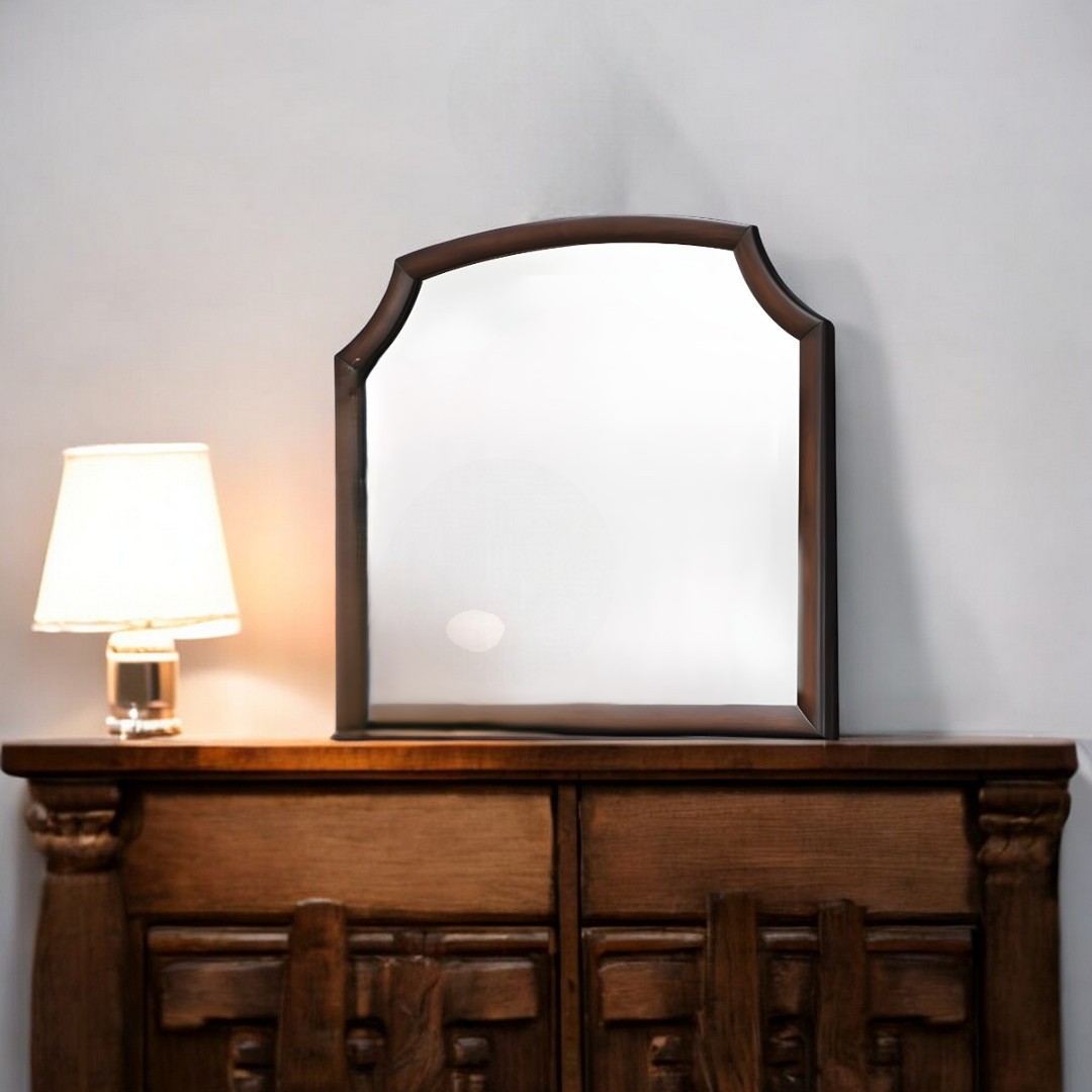 486445_10_4Jngb5jj Homeroots - 37" Espresso Abstract Wood Framed Mounted Dresser Mirror - Image 1