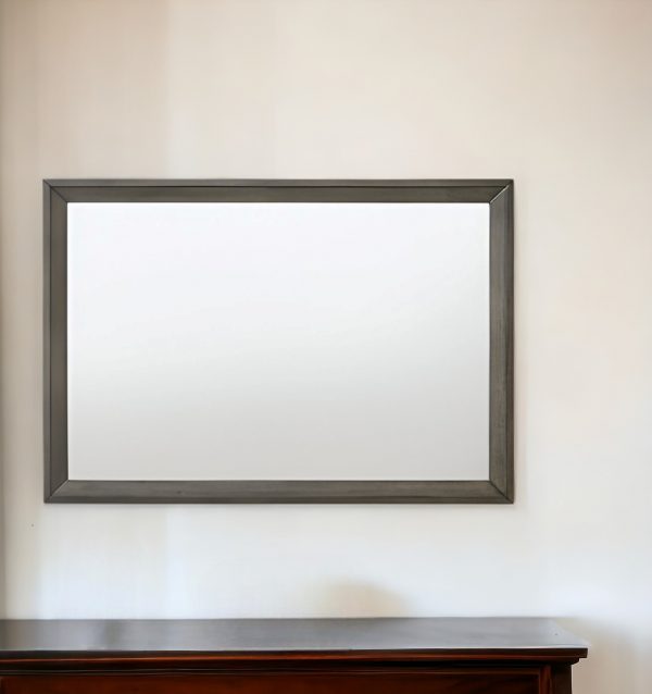 Homeroots - 32" Gray Wood Framed Mounted Dresser Mirror - Image 1