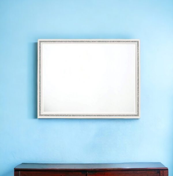 Homeroots - 35" White Wood Framed Mounted Dresser Mirror - Image 1