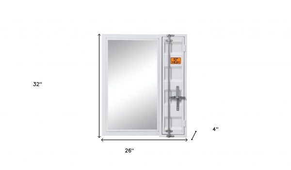 Homeroots - 32" White Metal Framed Mounted Dresser Mirror - Image 5