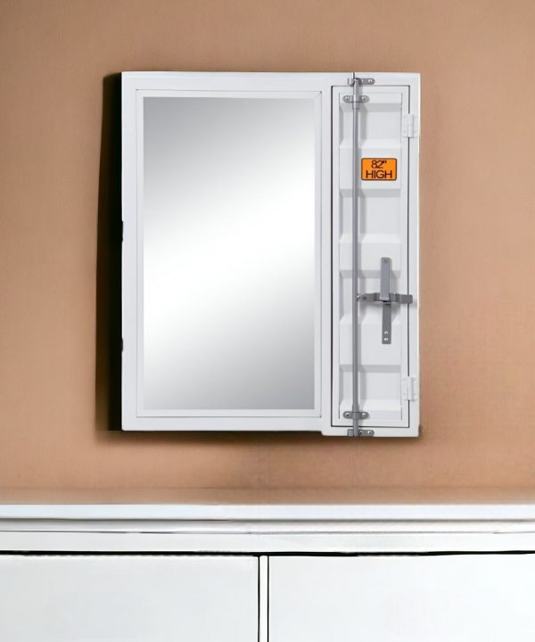 Homeroots - 32" White Metal Framed Mounted Dresser Mirror - Image 1