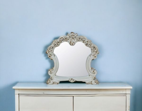 Homeroots - 45" White Abstract Wood Framed Mounted Dresser Mirror - Image 1