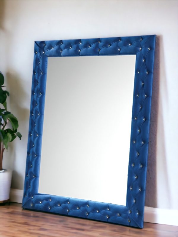 Homeroots - 74" Blue Square Wood Framed Mounted Accent Mirror - Image 1