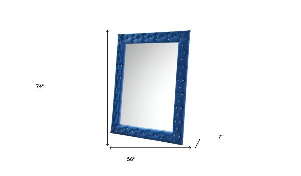 Homeroots - 74" Blue Square Wood Framed Mounted Accent Mirror - Image 6