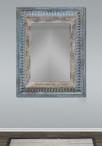 Homeroots - 50" Blue and Silver Solid Wood Framed Accent Mirror - Image 5