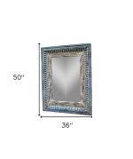 Homeroots - 50" Blue and Silver Solid Wood Framed Accent Mirror - Image 6