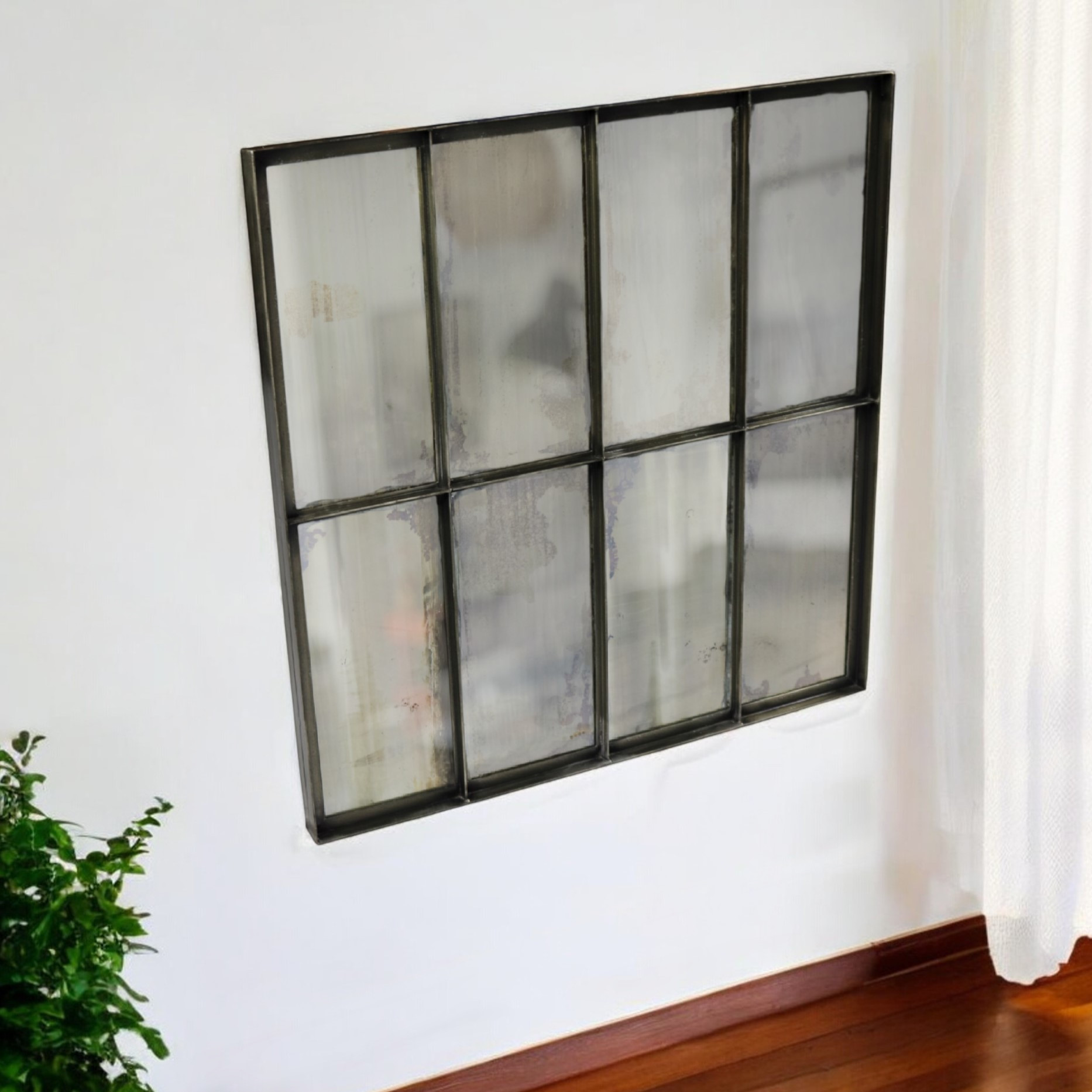 489209_12_YtaDbd9F Homeroots - 40" Black Square Metal Framed Accent Mirror - Image 1