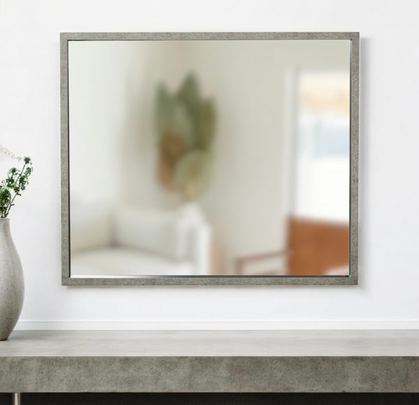 Homeroots - 34" Gray Faux Concrete Framed Accent Mirror - Image 1