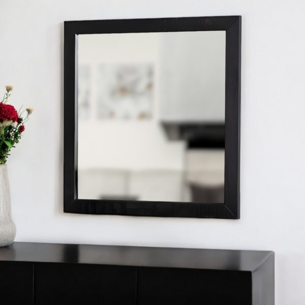Homeroots - 28" Dark Brown Solid Wood Framed Accent Mirror - Image 1