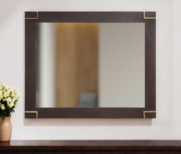 Homeroots - 33" Brown and Gold Wood Framed Accent Mirror - Image 1
