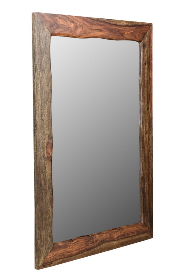 Homeroots - 44" Dark Brown Solid Wood Framed Accent Mirror - Image 3