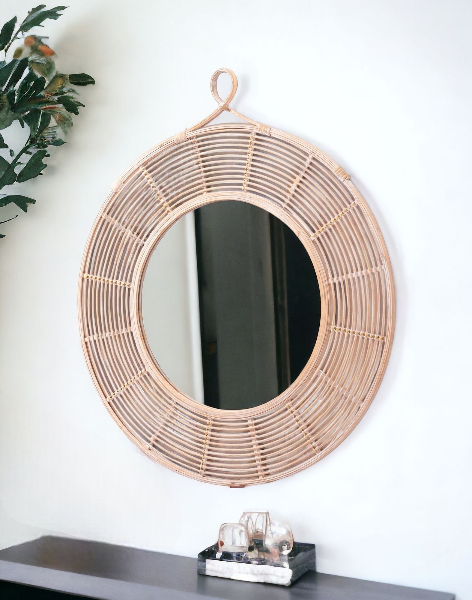 524076_11_p1xo5SPP Homeroots - 37" Natural Round Framed Accent Mirror - Image 1