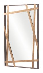 Homeroots - 32" Gold And Black Steel Framed Accent Mirror