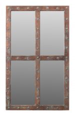 Homeroots - 60" Wood Brown Rustic Solid Wood Window Pane Framed Accent Mirror - Image 5
