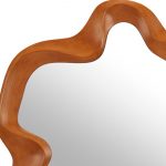 Homeroots - 35" Brown Solid Wood Abstract Geometric Framed Accent Mirror - Image 4