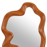 Homeroots - 35" Brown Solid Wood Abstract Geometric Framed Accent Mirror - Image 5